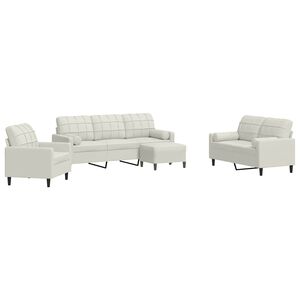 vidaXL 4-tlg. Sofagarnitur mit Kissen und Nackenrollen Creme Samt