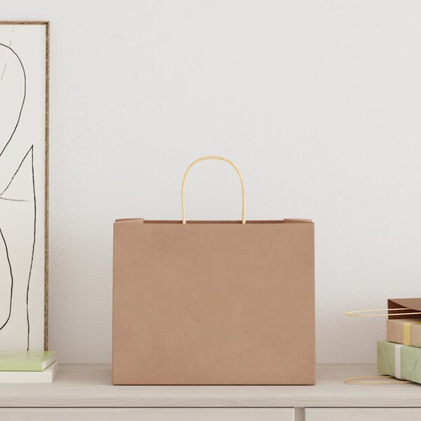 vidaXL Papiertragetaschen 50 Stk. mit Henkeln Braun 32x22x24 cm