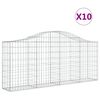 vidaXL Gabionen mit Hochbogen 10 Stk. 200x30x80/100cm Verzinktes Eisen