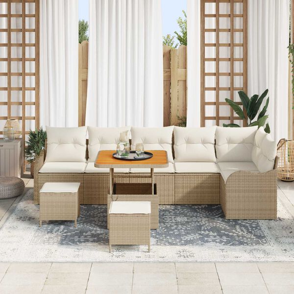 vidaXL Garten-Sofa-Set 9 pcs Beige Poly-Rattan
