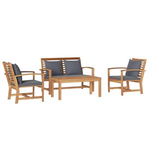 vidaXL Gartensofa-set 4 stk. Natur Massives Teakholz