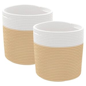 vidaXL Aufbewahrungsk&ouml;rbe 2 Stk. Beige und Wei&szlig; &Oslash;28x28 cm Baumwolle