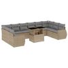 vidaXL 11-tlg. Garten-Sofagarnitur mit Kissen Beige Poly Rattan