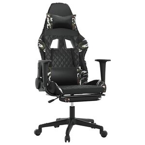 vidaXL Gamingstuhl mit Massage Fu&szlig;st&uuml;tze Schwarz Tarnfarben Kunstleder