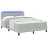 vidaXL LED Boxspringbett mit Matratze Hellgrau 160 x 200 cm Samt