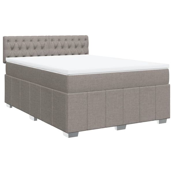 vidaXL Boxspringbett mit Matratze Taupe 140x190 cm Stoff