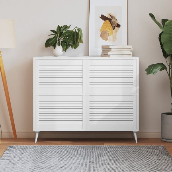 vidaXL Schrankt&uuml;ren Lamellen-Design 4 Stk Wei&szlig; 39,5x59,4 cm Massivholz