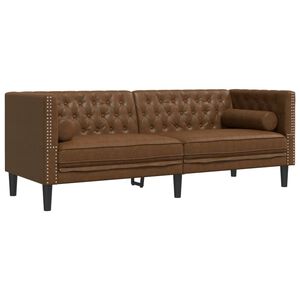 vidaXL Chesterfield-Sofa 3-Sitzer Braun Kunstleder in Wildleder-Optik