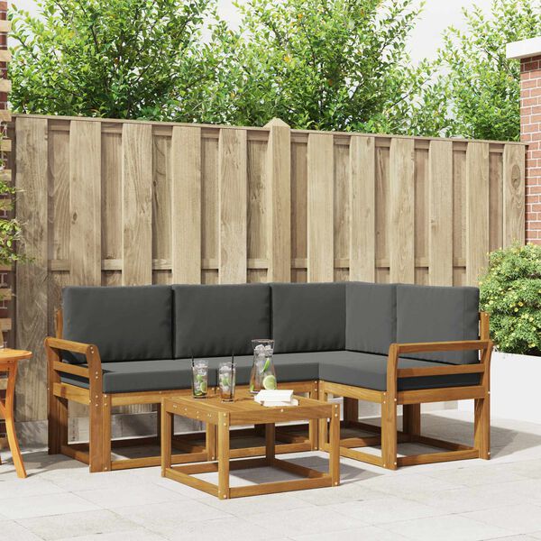 vidaXL Outdoor-Sofagarnitur mit Kissen 5 pcs Natur und Anthrazit
