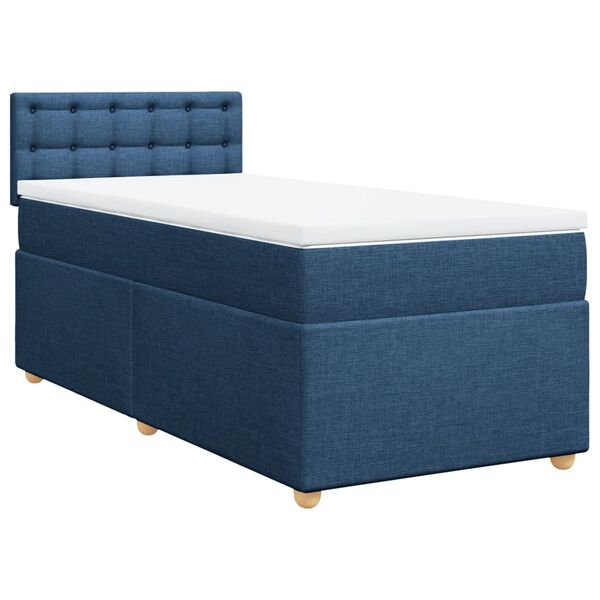 vidaXL Boxspringbett mit Matratze Blau 100x200 cm Stoff