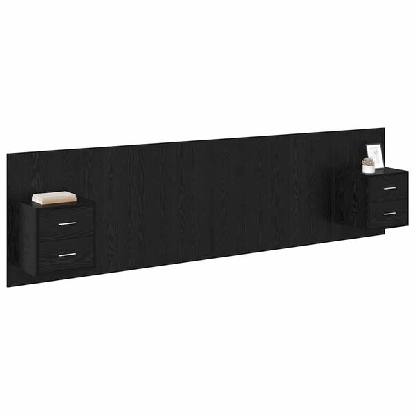 vidaXL Kopfteil mit Schrank 3 pcs Schwarz Eichen-Optik Holzwerkstoff