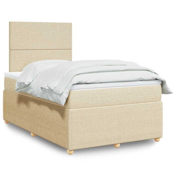 vidaXL Boxspringbett mit Matratze Creme 120x190 cm Stoff