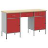 vidaXL Werkbank 3 pcs Rot 150 x 55 x 85 cm Holzwerkstoff und Stahl