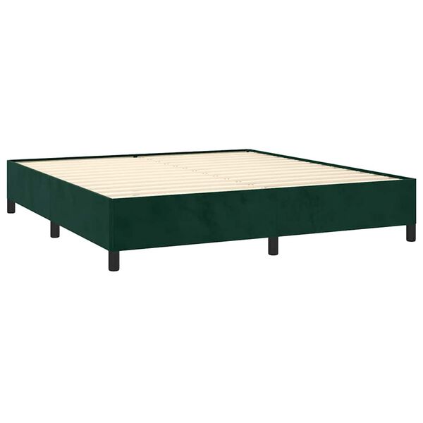 vidaXL Boxspringbett mit Matratze Dunkelgr&uuml;n 180x200 cm Samt