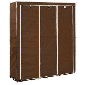 vidaXL Kleiderschrank mit F&auml;chern und Stangen Braun 150x45x175cm Stoff