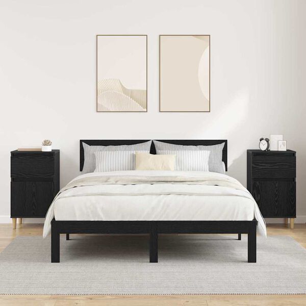 vidaXL Nachttisch 2 pcs Schwarz Eichen-Optik 40 x 35 x 70 cm