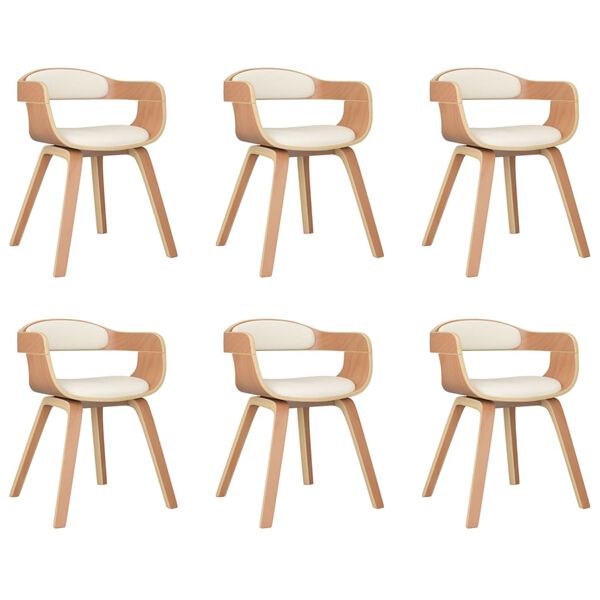 vidaXL Esszimmerst&uuml;hle 6 Stk. Creme Bugholz und Kunstleder