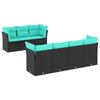 vidaXL 8-tlg. Garten-Sofagarnitur mit Kissen Schwarz Poly Rattan