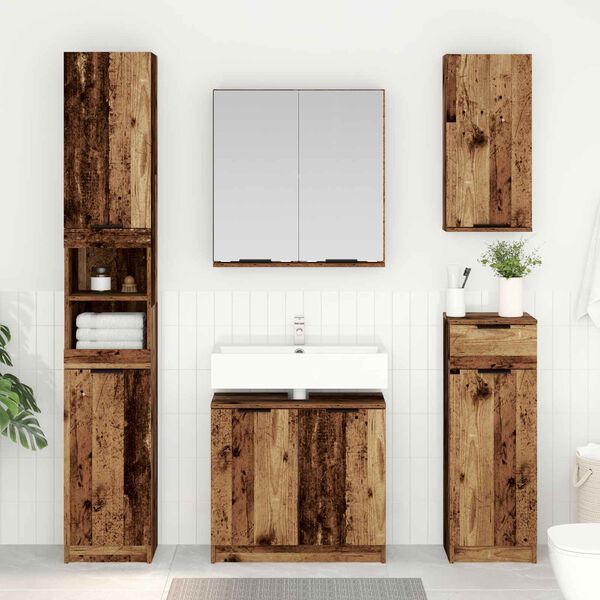 vidaXL Badezimmerm&ouml;bel-Set mit Schubladen 3 pcs Altholz Holzwerkstoff