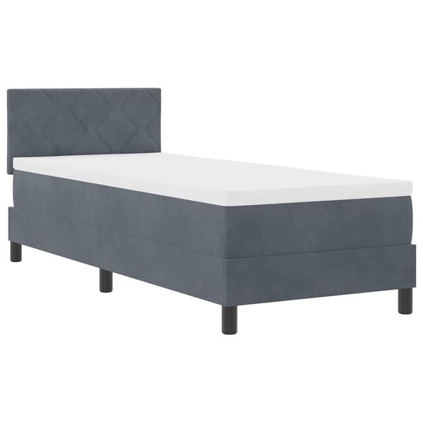 vidaXL Boxspringbett mit Matratze Dunkelgrau 80 x 200 cm Samt
