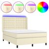 vidaXL Boxspringbett mit Matratze & LED Creme 140x190 cm Kunstleder