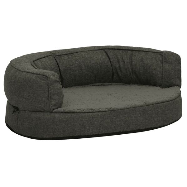 vidaXL Hundematratze Ergonomisch 60x42cm Leinenoptik Fleece Dunkelgrau
