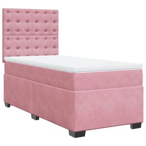 vidaXL Boxspringbett mit Matratze Rosa 90x200 cm Samt