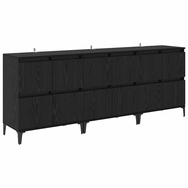 vidaXL Sideboards 3 pcs Schwarz Eichen-Optik 60 x 35 x 70 cm