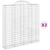 vidaXL Gabionen mit Hochbogen 3 Stk. 200x30x200/220cm Verzinktes Eisen