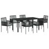 vidaXL Garten Essgruppe 7 pcs Schwarz PE-Rattan