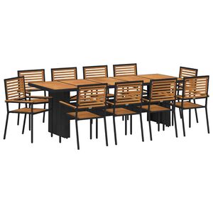 vidaXL Garten Essgruppe 11 stk. Schwarz und Braun Poly-Rattan