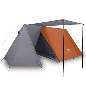 vidaXL Campingzelt 3 Personen Grau und Orange Wasserfest