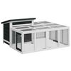 vidaXL Kaninchenstall Grau 144x123x67,5 cm Massivholz Kiefer