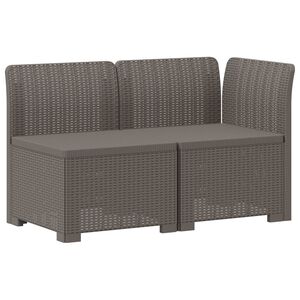 vidaXL 2-Sitzer Garten-Sofa Rattan-Look 2-Sitzer PP Hellgrau
