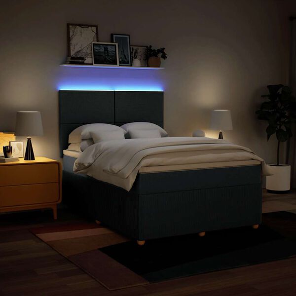 vidaXL Boxspringbett mit Matratze Blau 140x200 cm Stoff