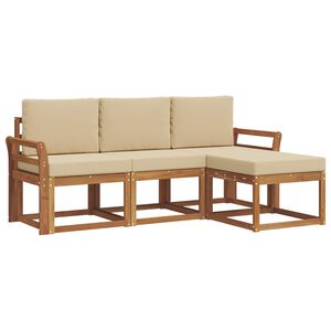 vidaXL Outdoor-Sofagarnitur mit Kissen 4 pcs Natur und Beige
