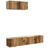 vidaXL 3-tlg. TV-Schrank-Set Wandmontage Altholz-Optik Holzwerkstoff