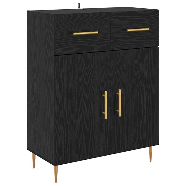 vidaXL Sideboard Schwarz Eichen-Optik 69,5 x 34 x 90 cm Holzwerkstoff