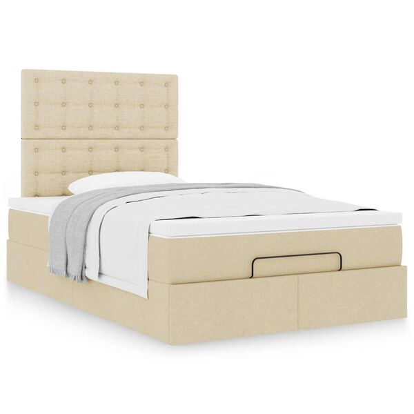 vidaXL Ottoman-Bett mit Matratze Creme 120x190 cm Stoff
