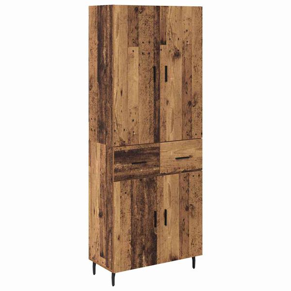 vidaXL Highboard mit Schubladen 2 pcs Altholz Engineered Wood und Glas
