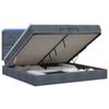vidaXL Ottoman-Bett mit Matratze und LED Dunkelgrau 200 x 200 cm Samt