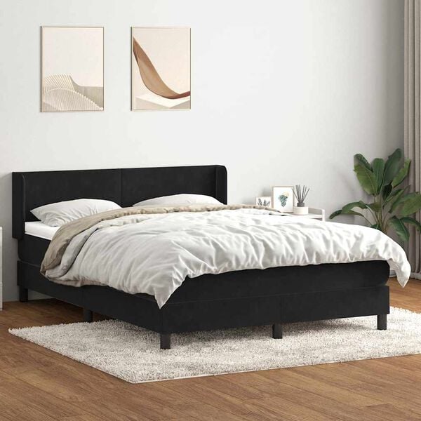 vidaXL Boxspringbett mit Matratze Schwarz 160x210 cm Samt