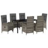 vidaXL Garten Essgruppe mit Kissen 7 pcs Grau Poly-Rattan