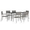 vidaXL 7-tlg. Garten-Essgruppe Grau und Schwarz Poly Rattan und Stahl