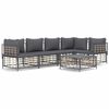 vidaXL 6-tlg. Garten-Lounge-Set mit Kissen Anthrazit Poly Rattan