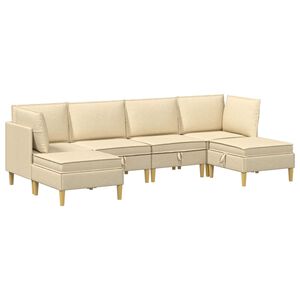 vidaXL Modular Sofa Set mit Stauraum 6 pcs Creme Stoff