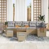 vidaXL Garten-Sofa-Set mit Kissen mit Speicher Beige Poly Rattan