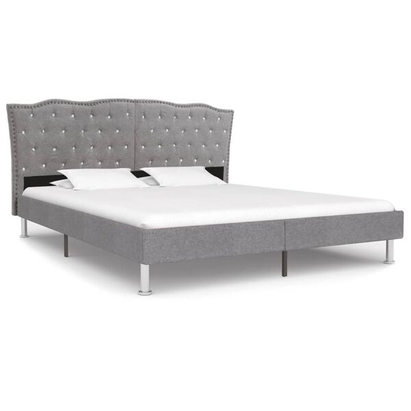 vidaXL Bett mit Memory-Schaum-Matratze Hellgrau Stoff 180&times;200 cm