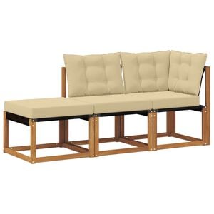 vidaXL 3 stk. Ecksofa-Einheiten f&uuml;r drau&szlig;en Natur und Beige