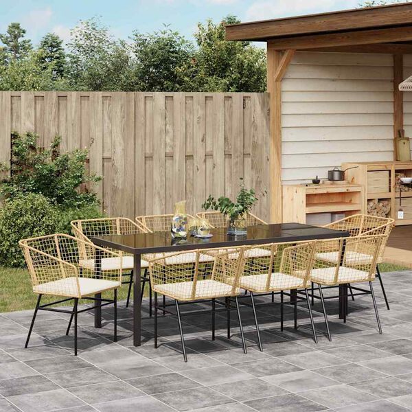vidaXL Garten Essgruppe 9 pcs Braun Poly-Rattan
